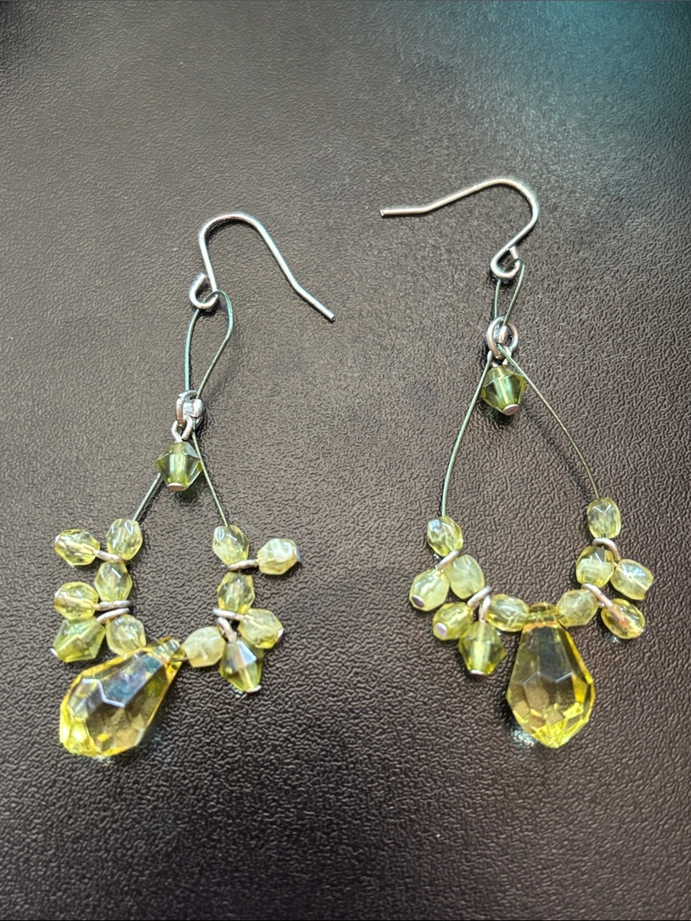 Yellow Crystal Teardrop Dangle Earrings for Women